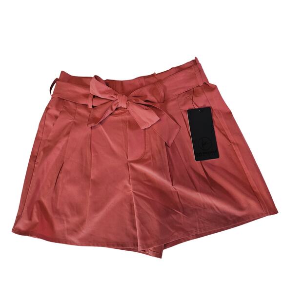 NEW 90 Degree Brick Orange Belted Stretch Paperbag Short Women's S 3490 - Picture 2 of 9